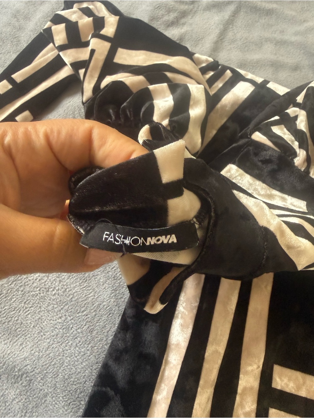 Fashion Nova Black and Cream Midi Dress